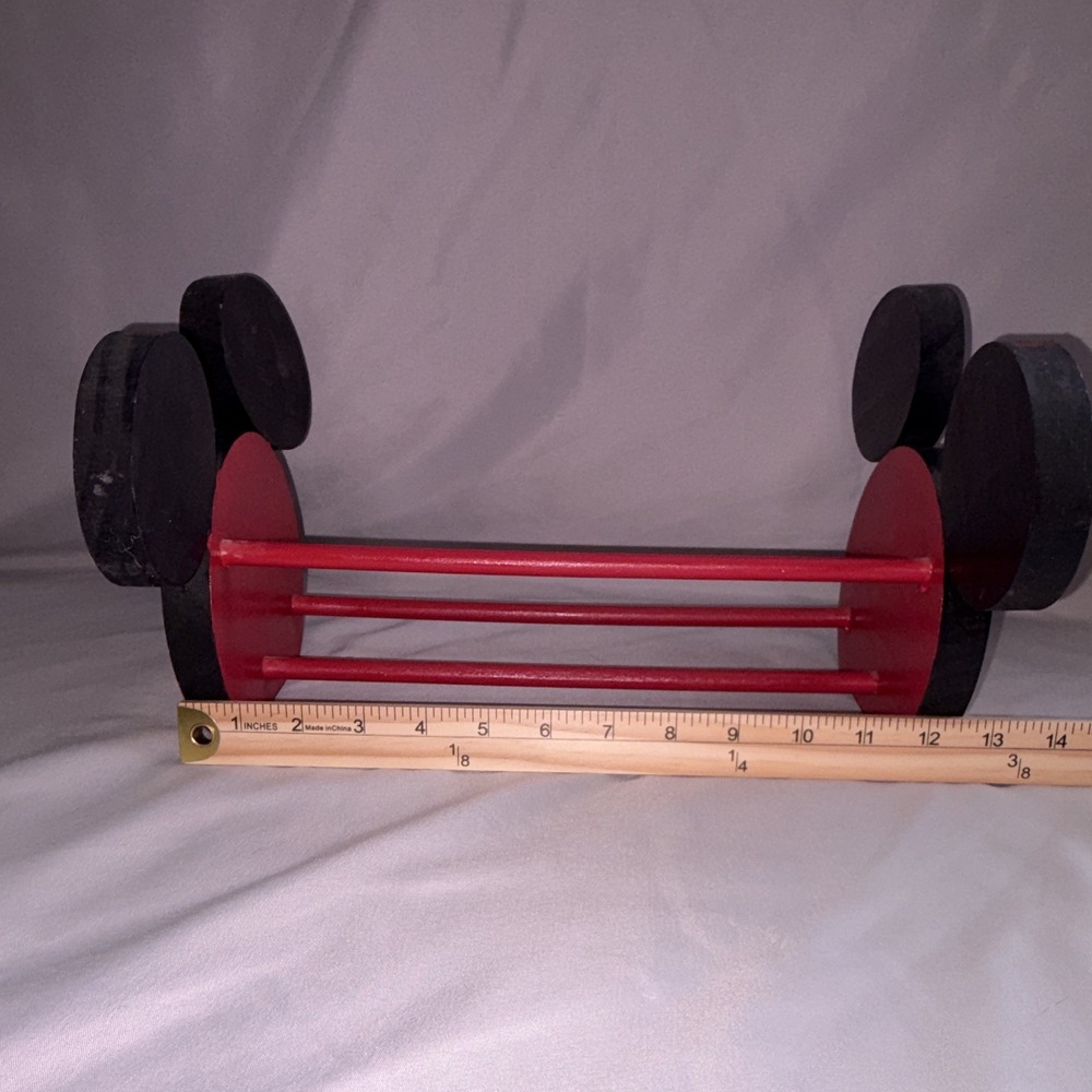 Vintage Disney Mickey Mouse Wooden Painted Holder/Rack Red & Black 13in x 8in - Picture 2 of 6